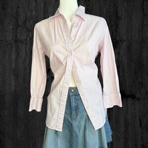 Soft pink striped jcrew haberdashery button up